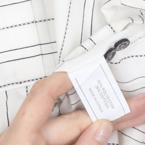 Richards Womens White Striped Button-Up Shirt Size 12 Long Sleeve