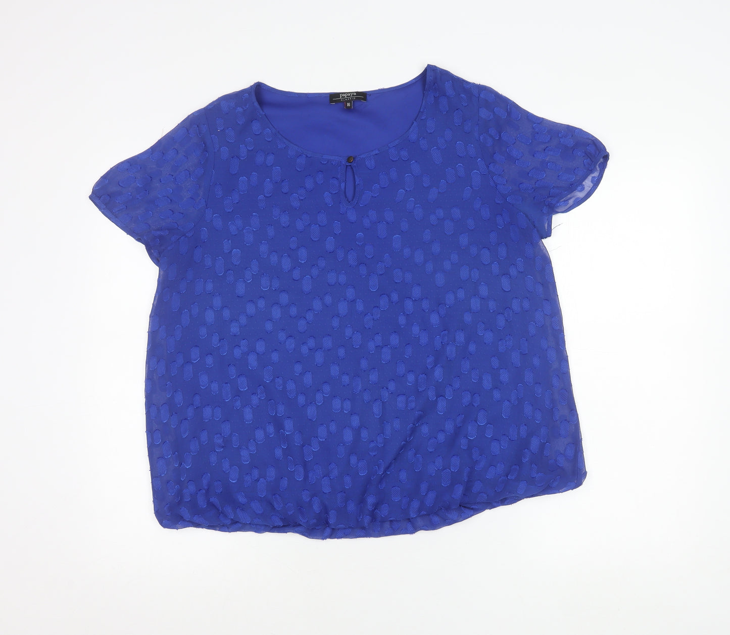 Papaya Women’s Blue Polka Dot Blouse Size 16 Short Sleeve
