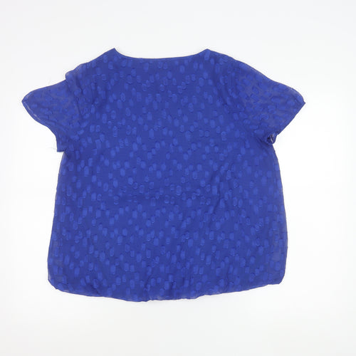 Papaya Women’s Blue Polka Dot Blouse Size 16 Short Sleeve