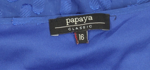 Papaya Women’s Blue Polka Dot Blouse Size 16 Short Sleeve
