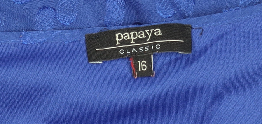 Papaya Women’s Blue Polka Dot Blouse Size 16 Short Sleeve
