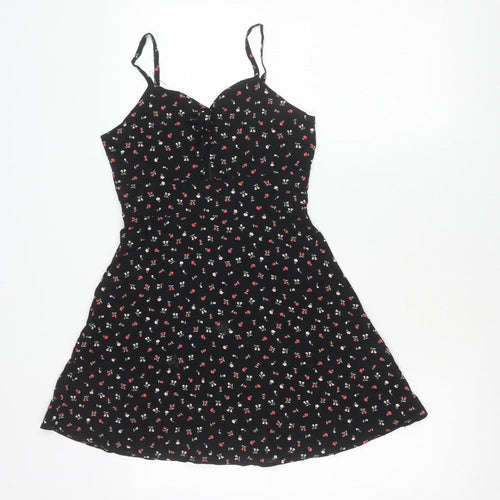 New Look Girls Black Floral Skater Dress Age 11 146cm Sleeveless Summer