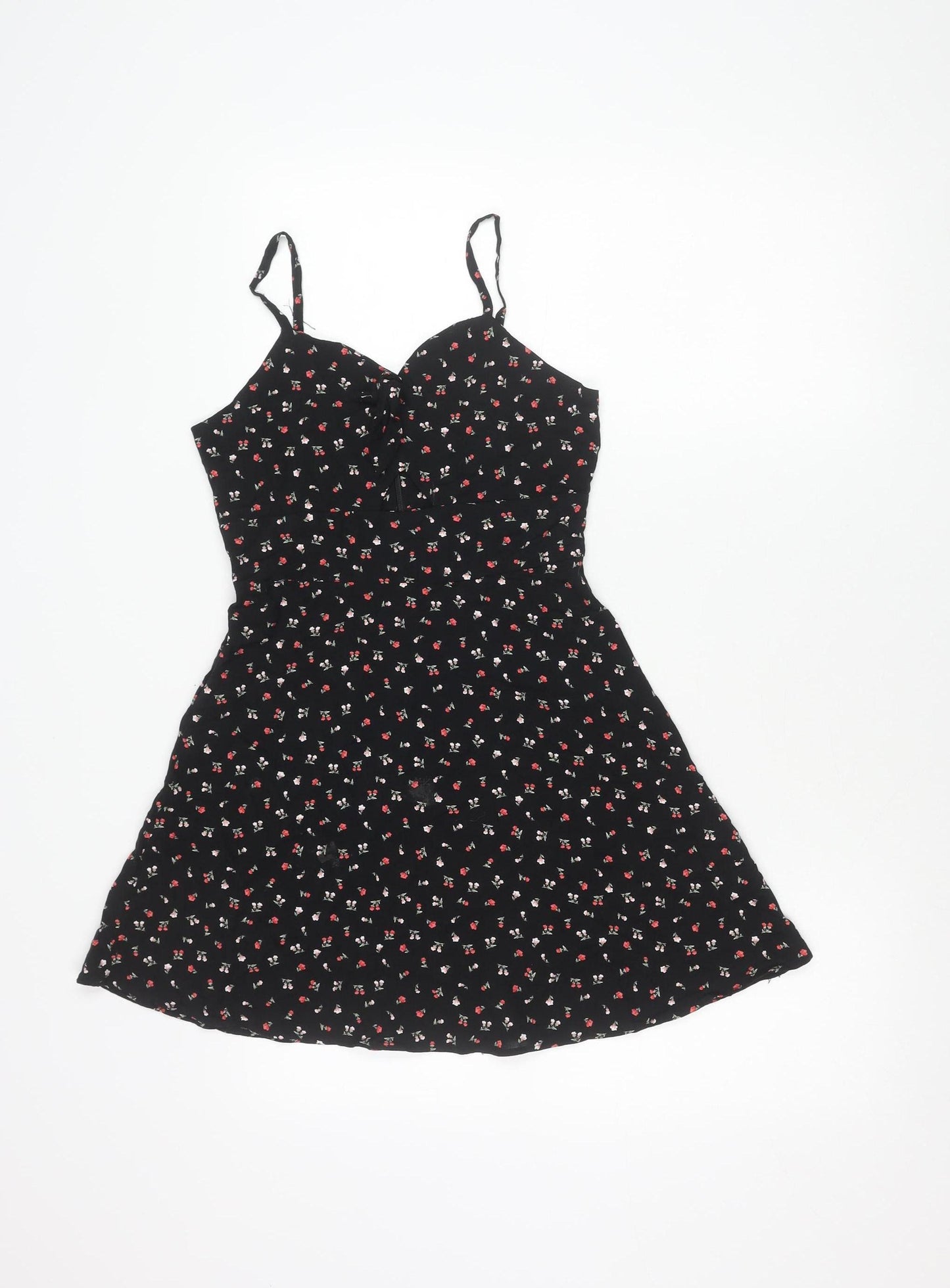 New Look Girls Black Floral Skater Dress Age 11 146cm Sleeveless Summer