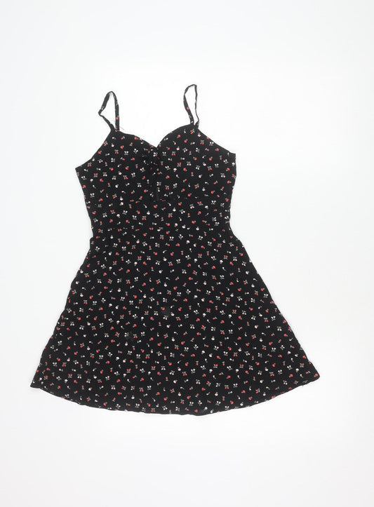 New Look Girls Black Floral Skater Dress Age 11 146cm Sleeveless Summer