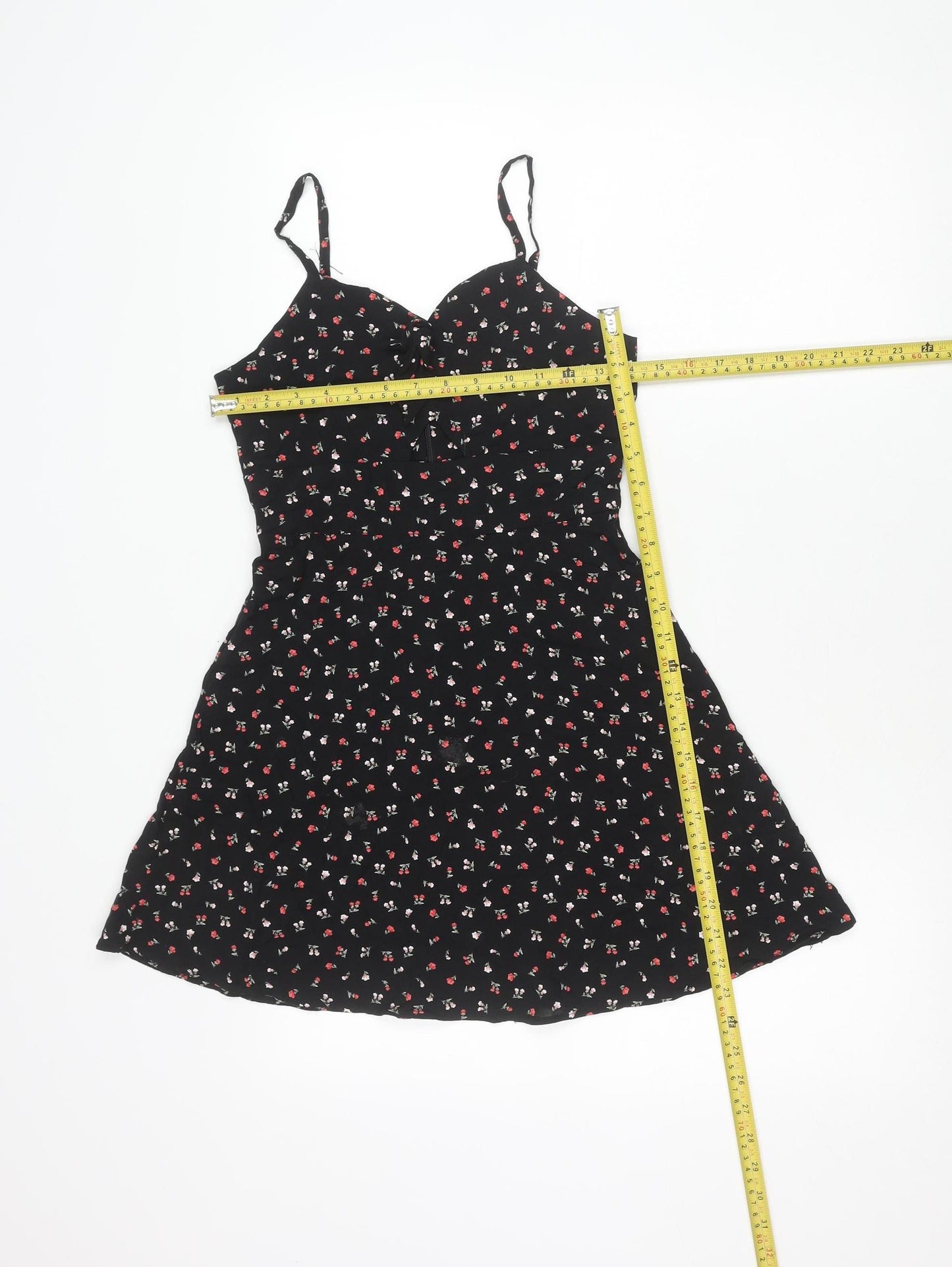 New Look Girls Black Floral Skater Dress Age 11 146cm Sleeveless Summer