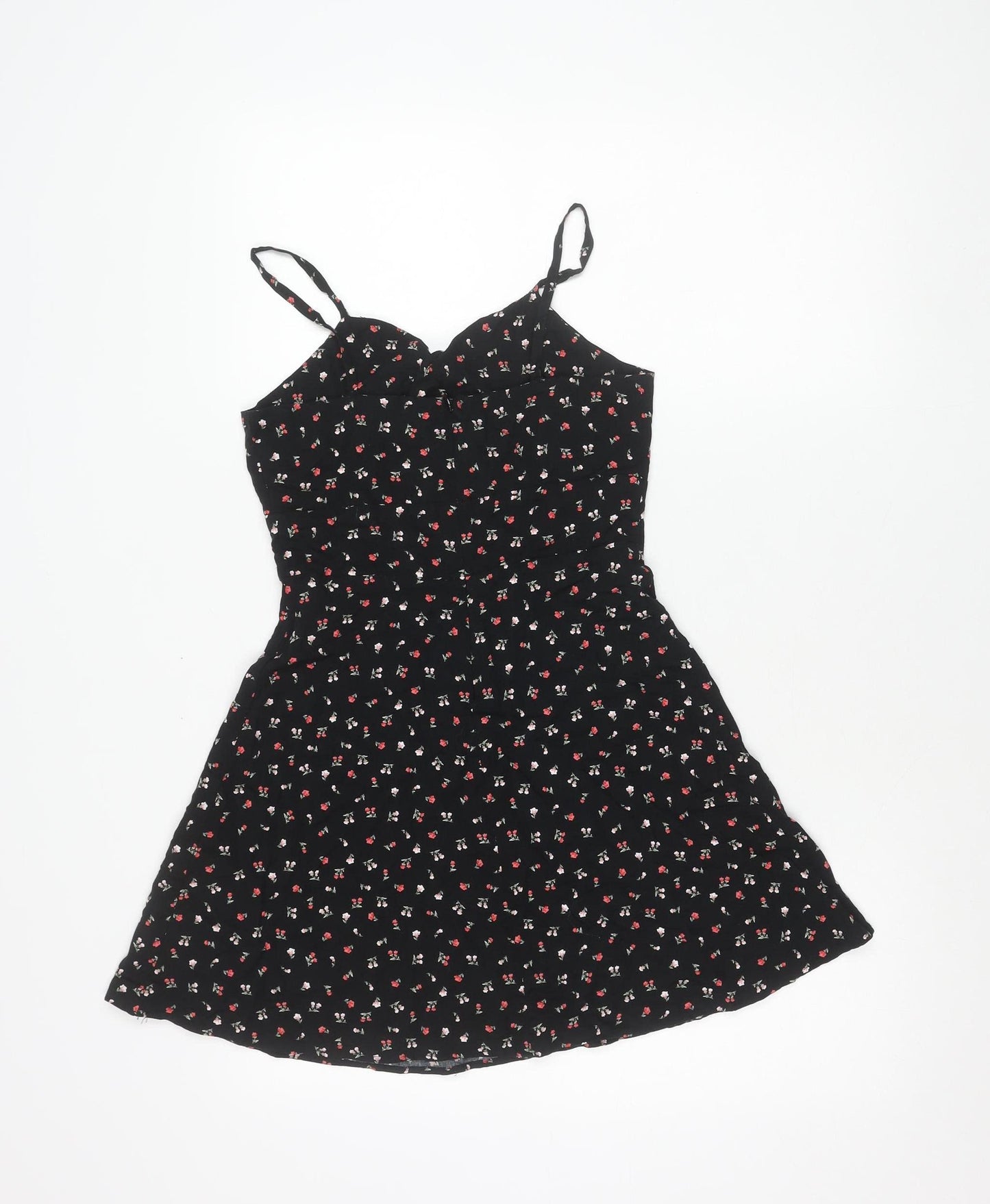 New Look Girls Black Floral Skater Dress Age 11 146cm Sleeveless Summer