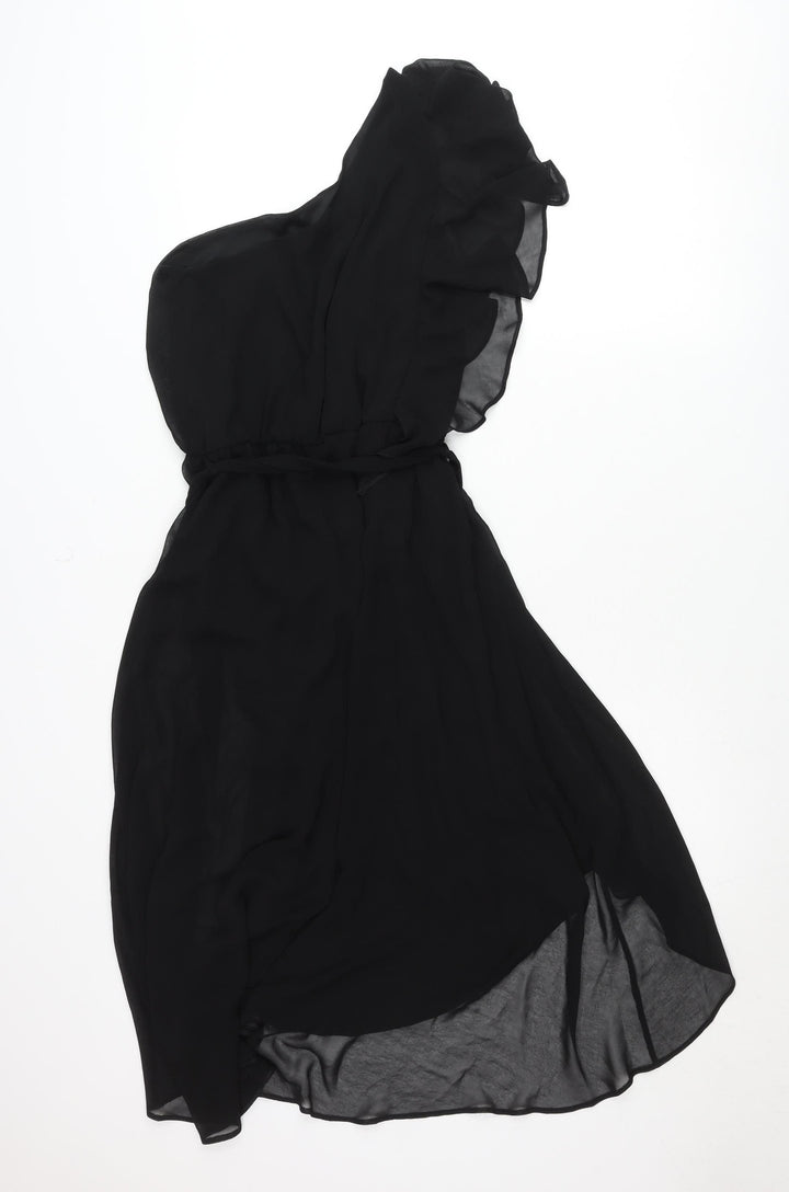 Dorothy Perkins Women’s Black Strapless Hi-Low Chiffon Dress Size 10