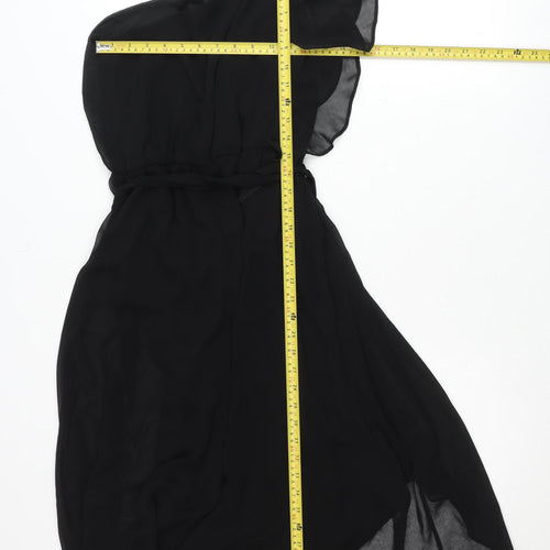 Dorothy Perkins Women’s Black Strapless Hi-Low Chiffon Dress Size 10