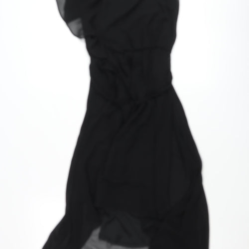 Dorothy Perkins Women’s Black Strapless Hi-Low Chiffon Dress Size 10