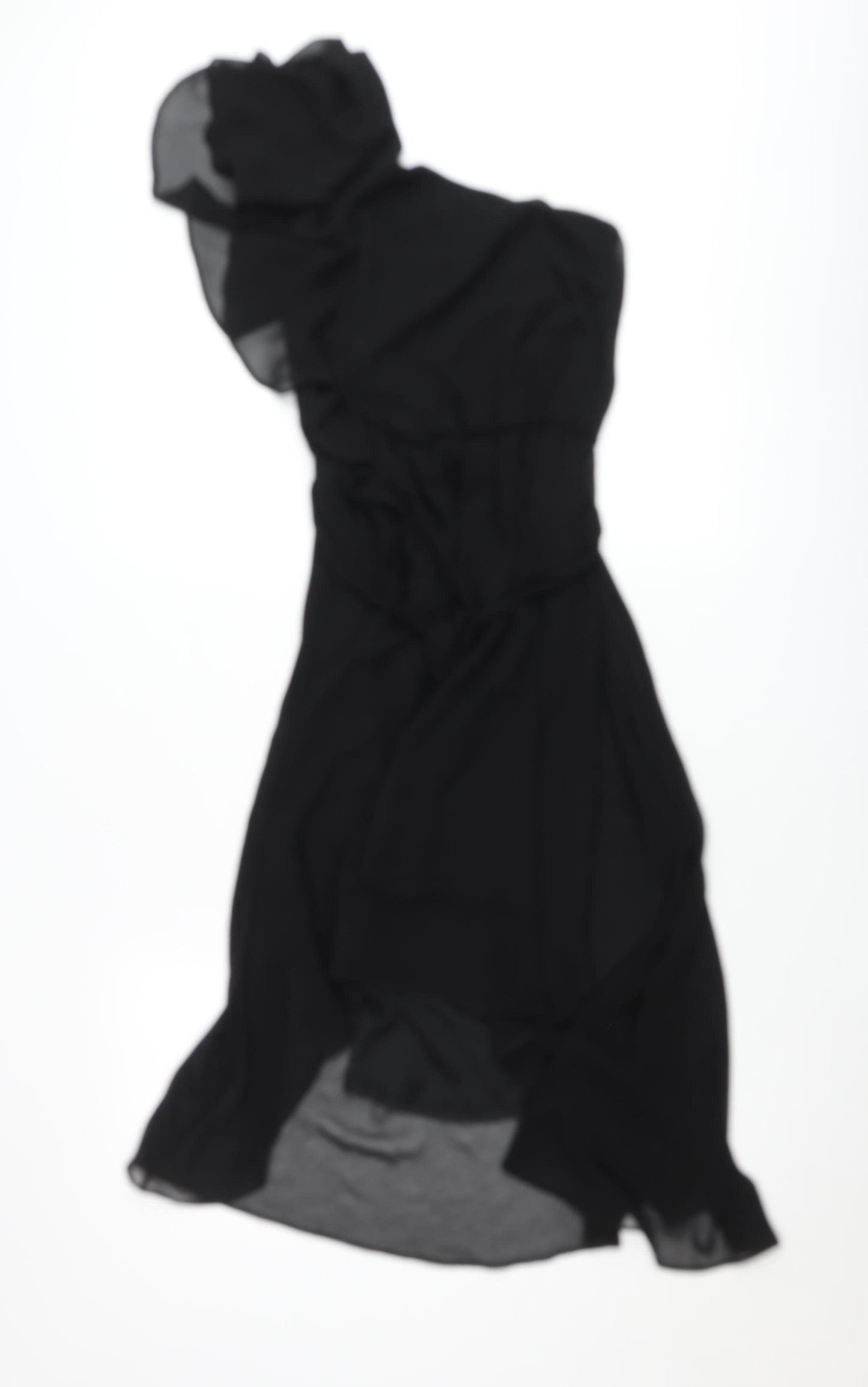 Dorothy Perkins Women’s Black Strapless Hi-Low Chiffon Dress Size 10