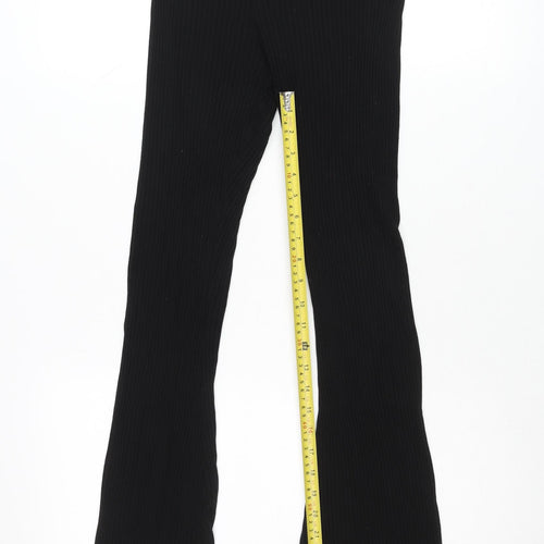 Calé Womens Black Flared Knit Slim Trousers Size M
