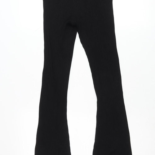 Calé Womens Black Flared Knit Slim Trousers Size M