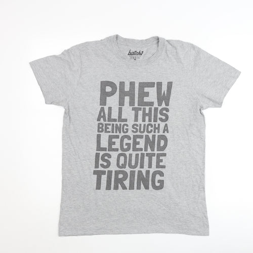 Batch1 Men's Grey Funny Quote Graphic T-Shirt Size M