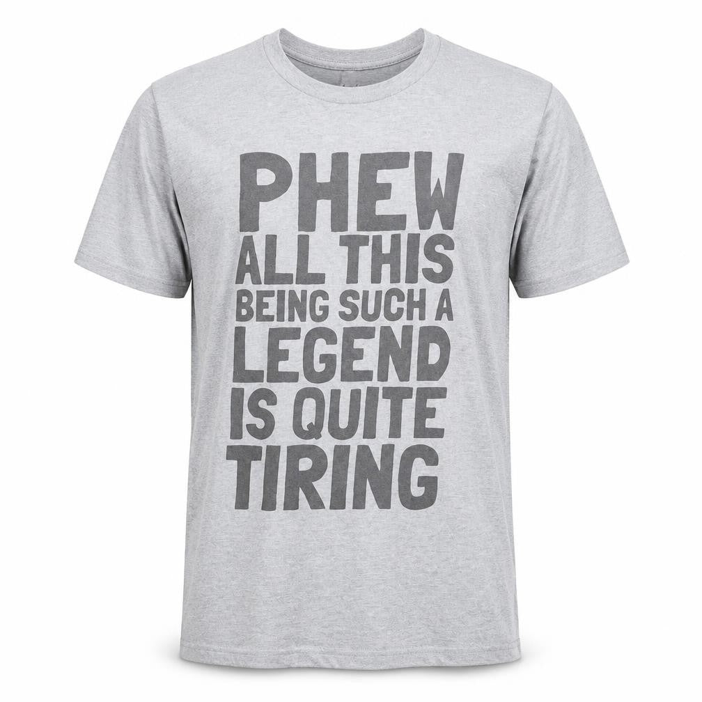 Front view of Batch1 Men's Grey Funny Quote Graphic T-Shirt, size M