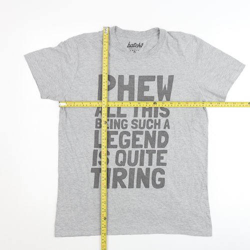 Batch1 Men's Grey Funny Quote Graphic T-Shirt Size M