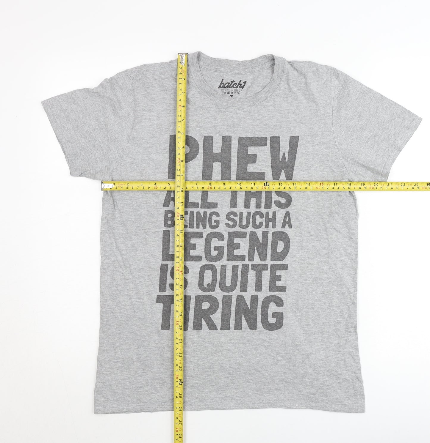Batch1 Men's Grey Funny Quote Graphic T-Shirt Size M