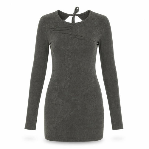 Edited Women’s Green Bodycon Mini Dress Size S Long Sleeve Backless