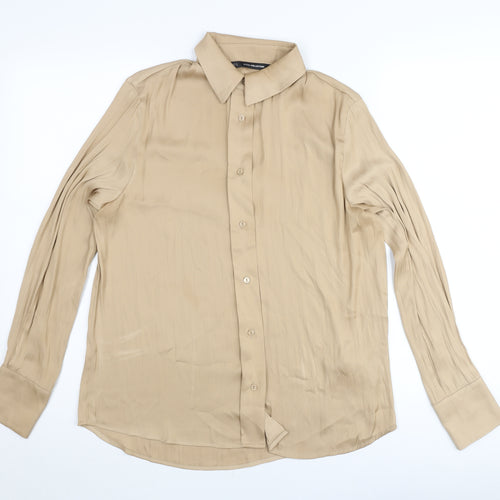 Sfera Collection Womens Beige Size 12 Button-Up Long Sleeve Shirt