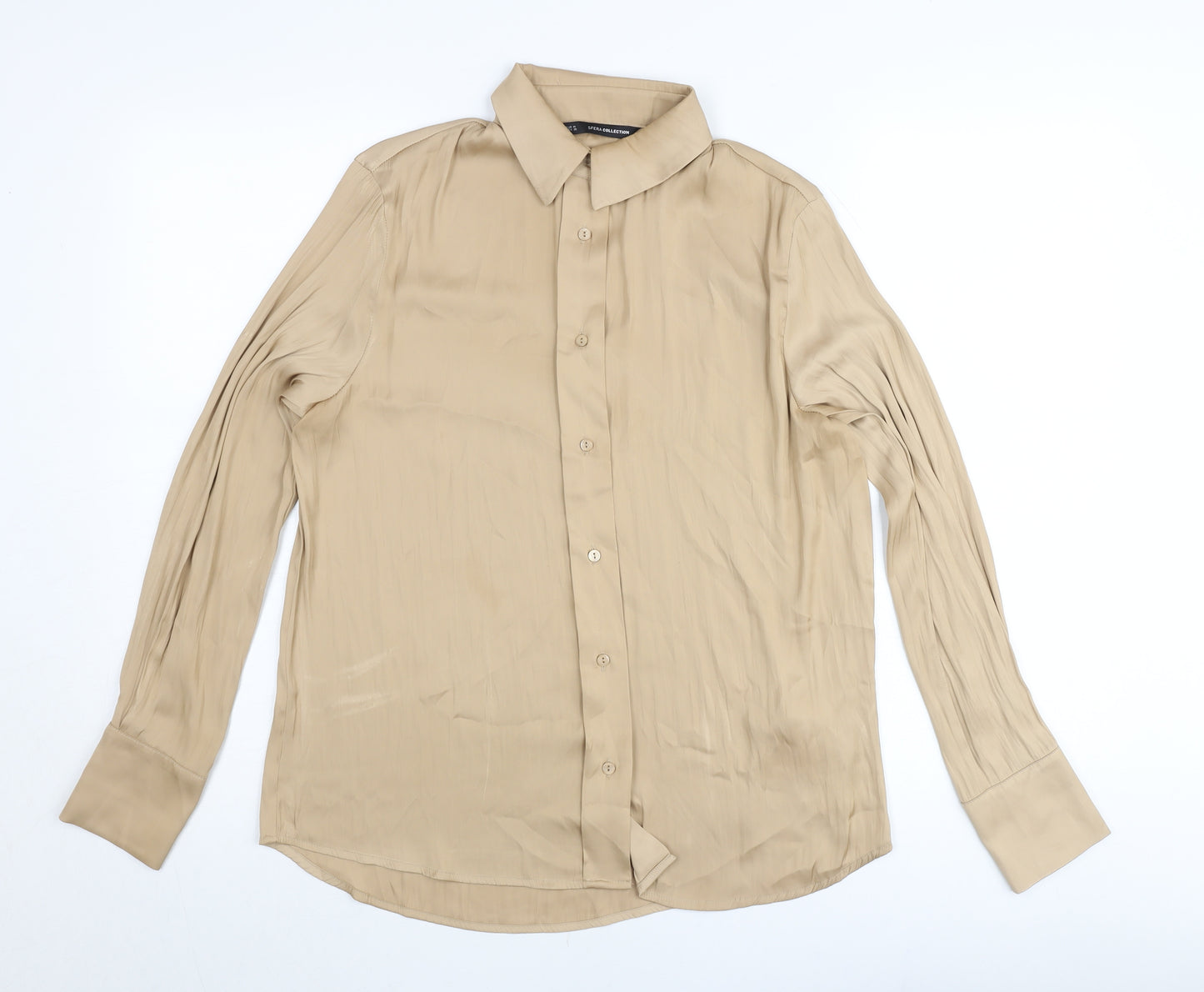 Sfera Collection Womens Beige Size 12 Button-Up Long Sleeve Shirt