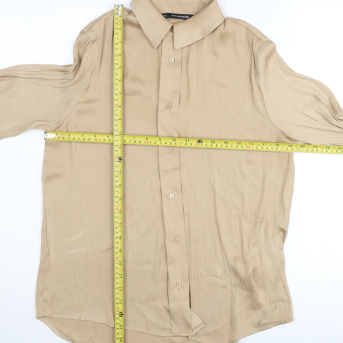 Sfera Collection Womens Beige Size 12 Button-Up Long Sleeve Shirt