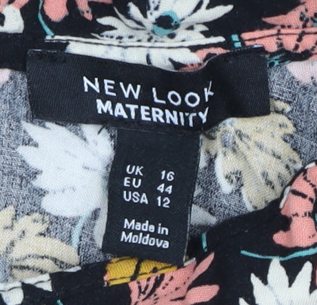 New Look Maternity Women's Multicoloured Floral A-Line Midi Dress Size 16