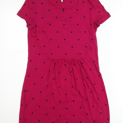 Joules Women’s Pink Polka Dot Shift Dress Size 10 Short Sleeve