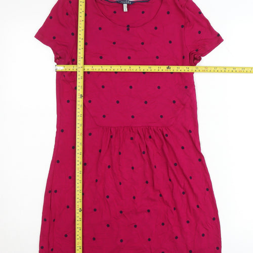 Joules Women’s Pink Polka Dot Shift Dress Size 10 Short Sleeve