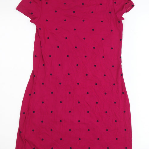 Joules Women’s Pink Polka Dot Shift Dress Size 10 Short Sleeve