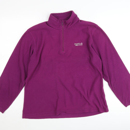 Regatta Womens Purple Fleece Jumper UK 12 1/4 Zip Outdoor Top
