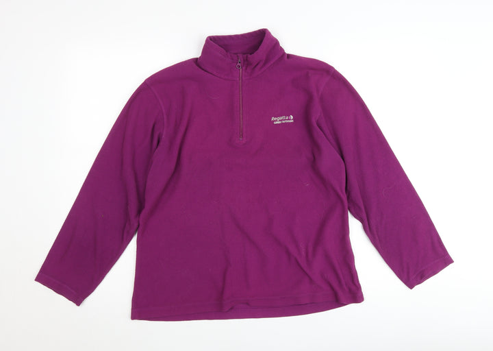 Regatta Womens Purple Fleece Jumper UK 12 1/4 Zip Outdoor Top