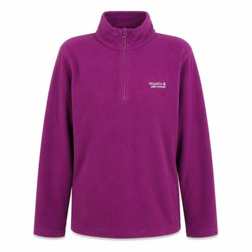 Regatta Womens Purple Fleece Jumper UK 12 1/4 Zip Outdoor Top