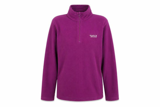 Front view of Regatta women’s purple fleece jumper uk 12 1/4 zip outdoor top