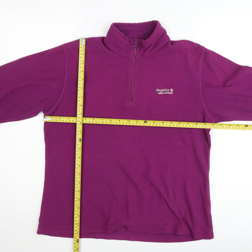 Regatta Womens Purple Fleece Jumper UK 12 1/4 Zip Outdoor Top