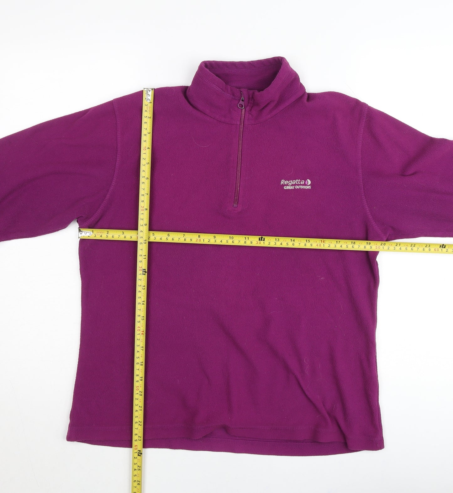 Regatta Womens Purple Fleece Jumper UK 12 1/4 Zip Outdoor Top