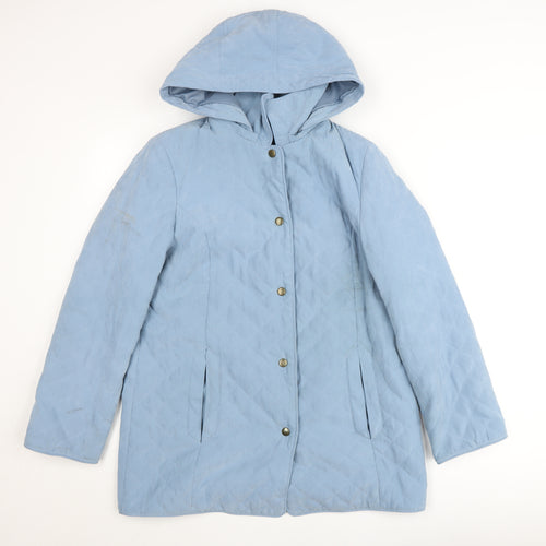 Eastex Women Blue Quilted Hooded Mid-Length Coat Size 10