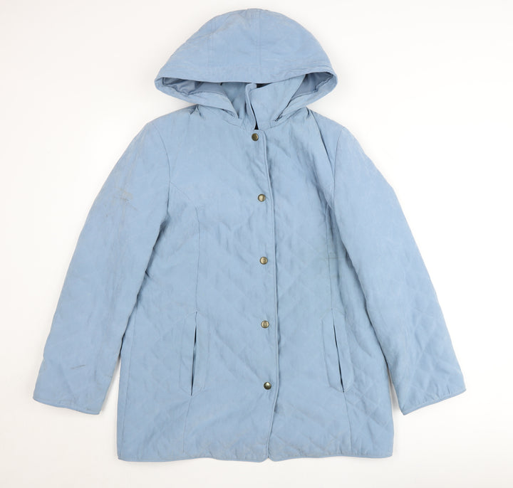 Eastex Women Blue Quilted Hooded Mid-Length Coat Size 10