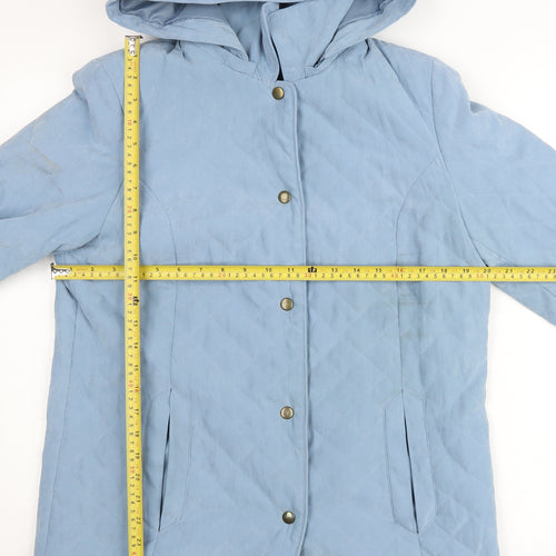 Eastex Women Blue Quilted Hooded Mid-Length Coat Size 10