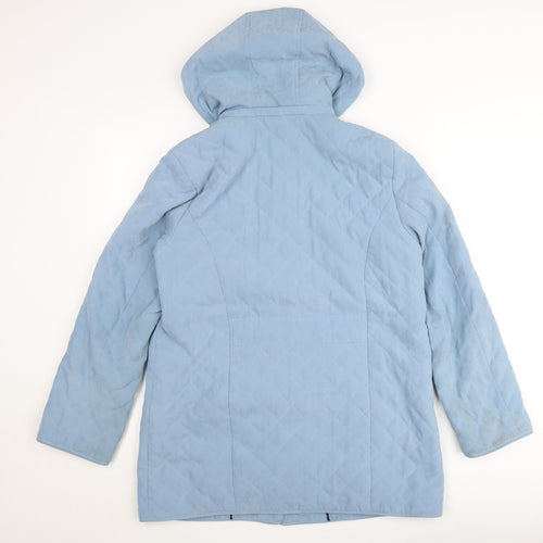 Eastex Women Blue Quilted Hooded Mid-Length Coat Size 10