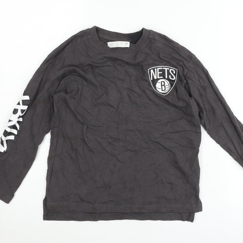 Zara Boys Black NBA Brooklyn Nets Long Sleeve Pullover Jumper 7 Years