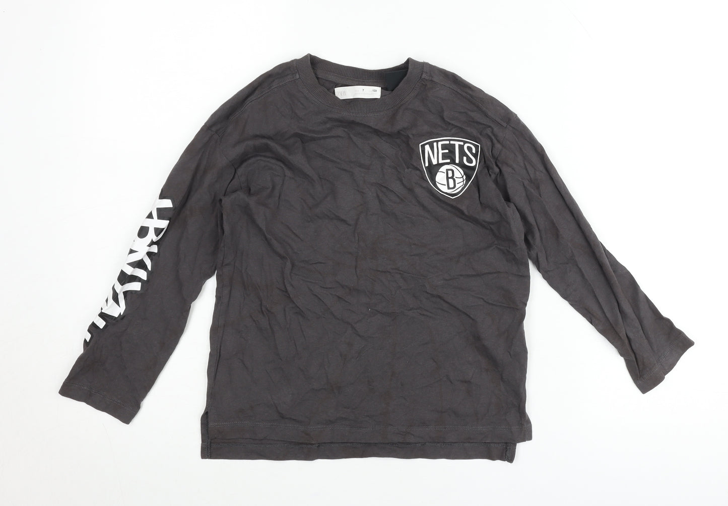 Zara Boys Black NBA Brooklyn Nets Long Sleeve Pullover Jumper 7 Years