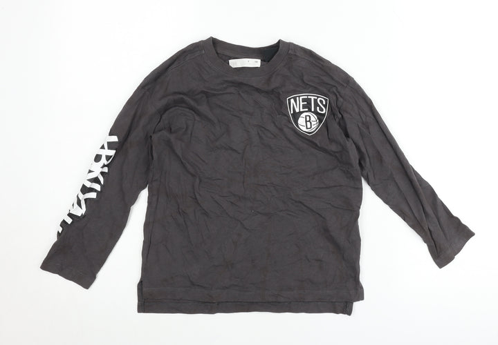 Zara Boys Black NBA Brooklyn Nets Long Sleeve Pullover Jumper 7 Years