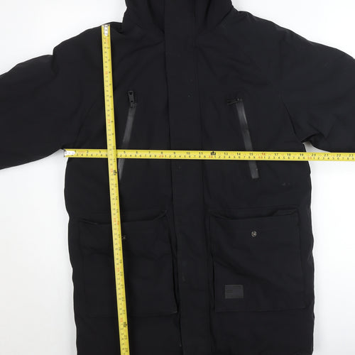 Zara Teens Black Parka Jacket with Hood Fur Trim Size 164