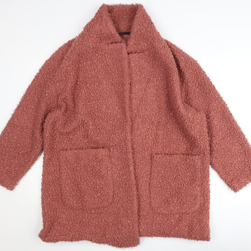 Marks and Spencer Women Pink Coatigan Size M Mid-Length Open Jacket