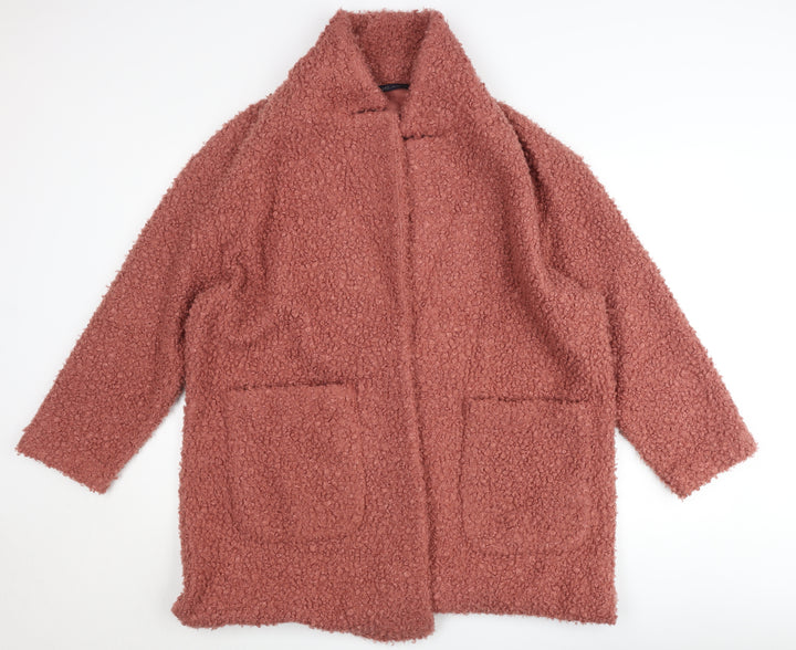 Marks and Spencer Women Pink Coatigan Size M Mid-Length Open Jacket