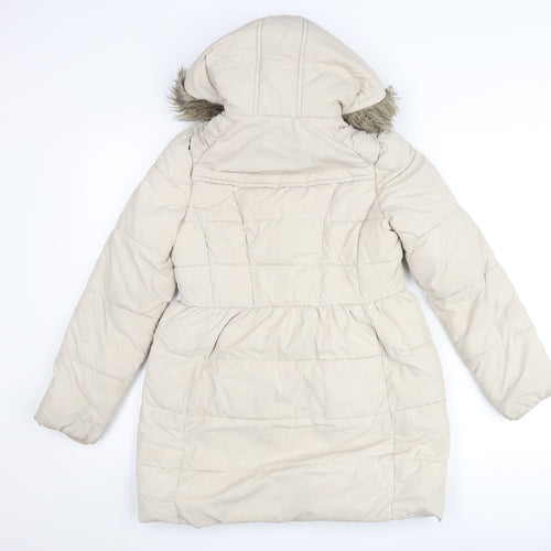 Marks and Spencer Girls Beige Puffer Coat 11-12 Years Hooded Winter Jacket