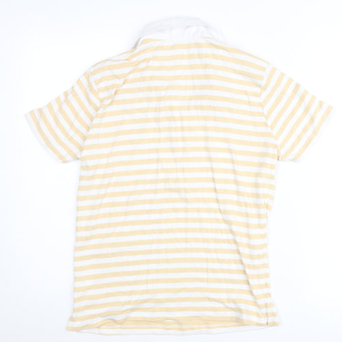 Damart Women’s Yellow White Striped Polo Shirt Size 18 Cotton Blend