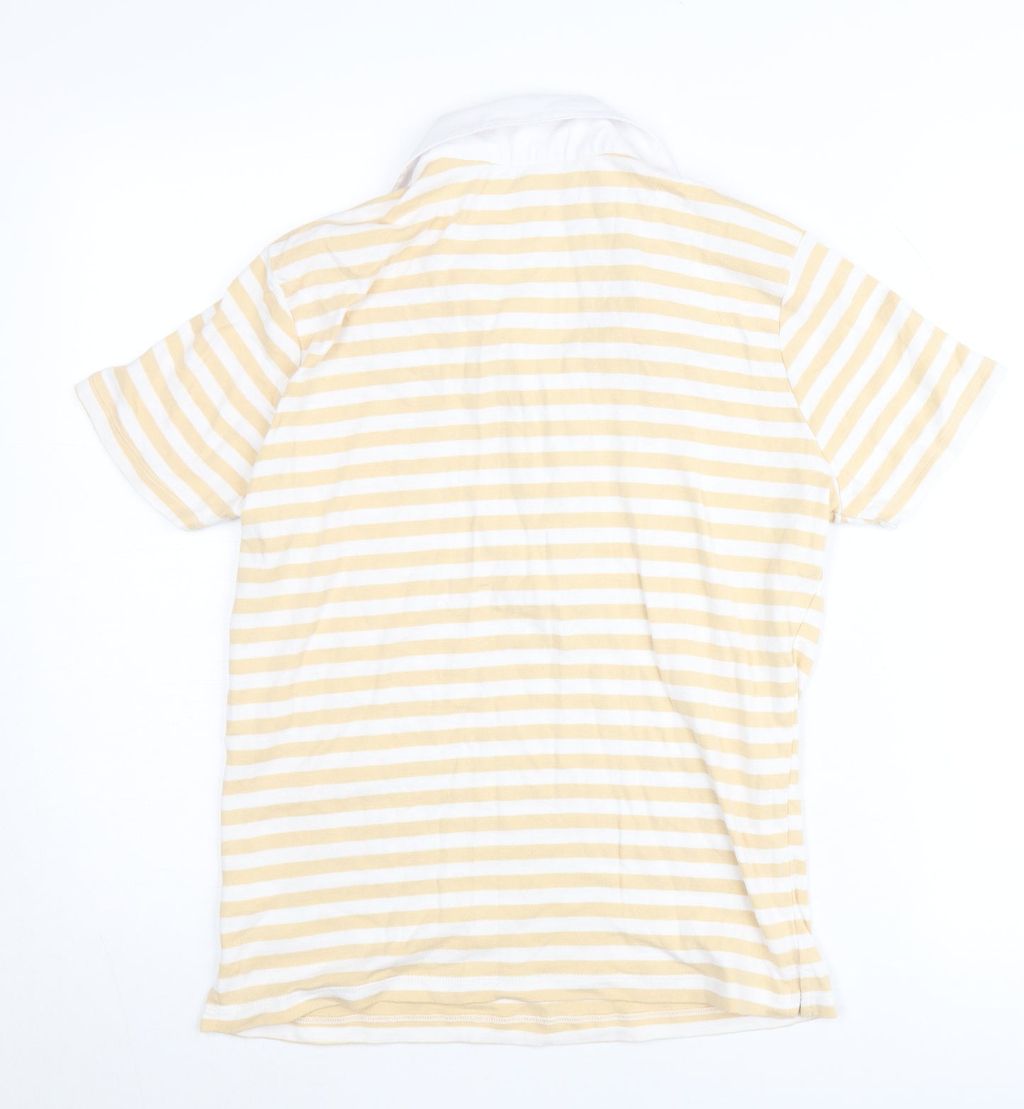 Damart Women’s Yellow White Striped Polo Shirt Size 18 Cotton Blend