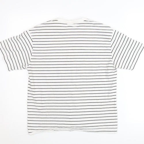 Zara Teens White Striped Cotton T-Shirt XS Crew Neck Casual Top