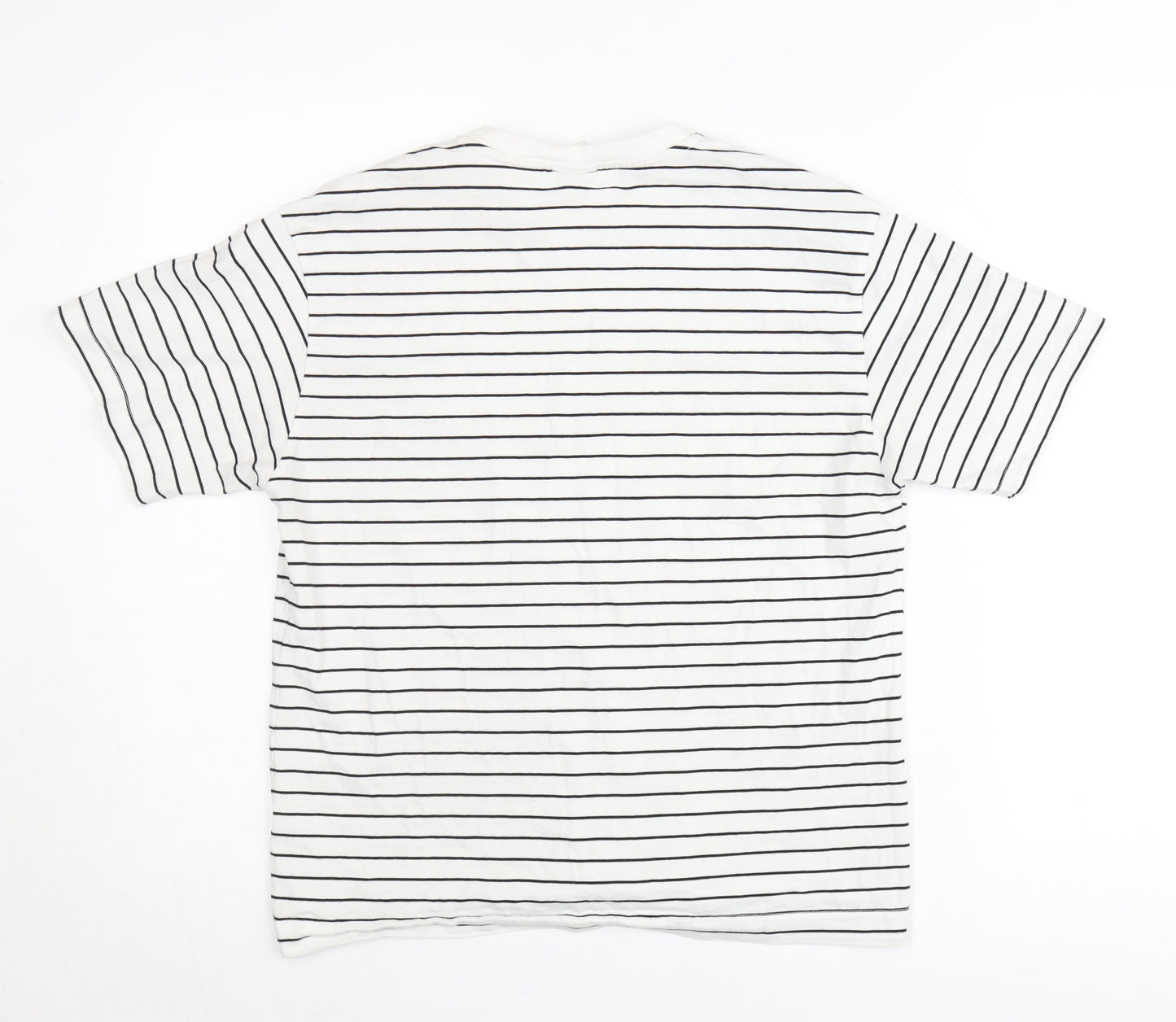 Zara Teens White Striped Cotton T-Shirt XS Crew Neck Casual Top