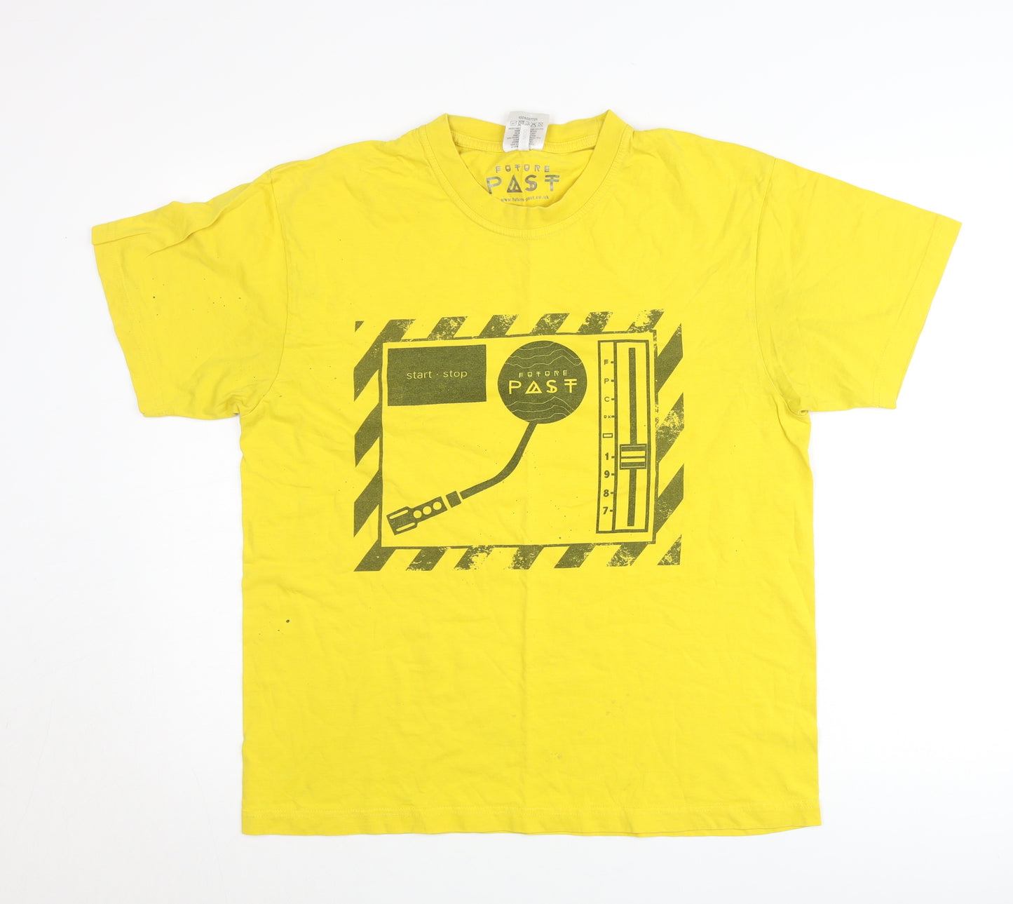 Uneek Men's Yellow Graphic Print T-Shirt Size L Cotton